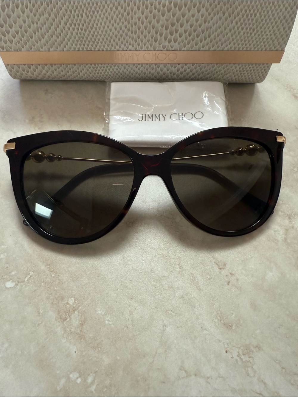 Jimmy Choo Tortoiseshell Cat-Eye Sunglasses with Brown Lenses